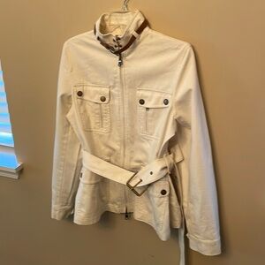 Ralph Lauren Women’s Jean Jacket Size L Cream Belted